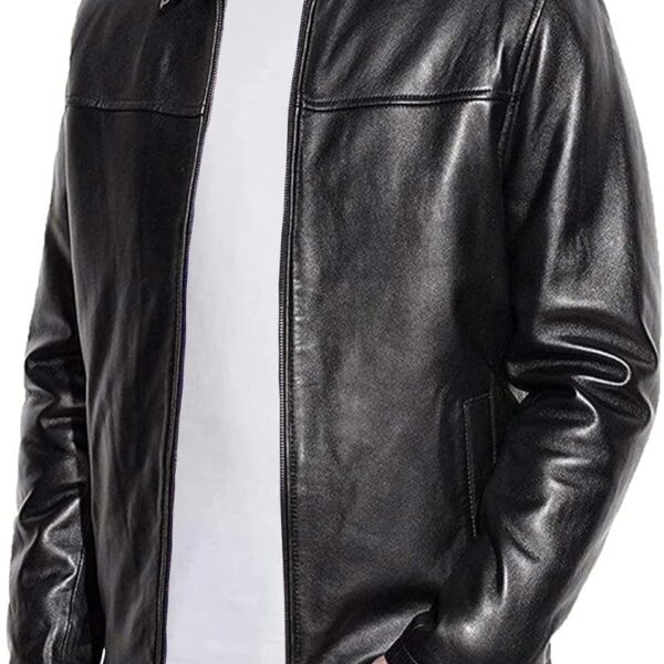 Men's Classic Biker-Style Genuine Sheepskin Jacket