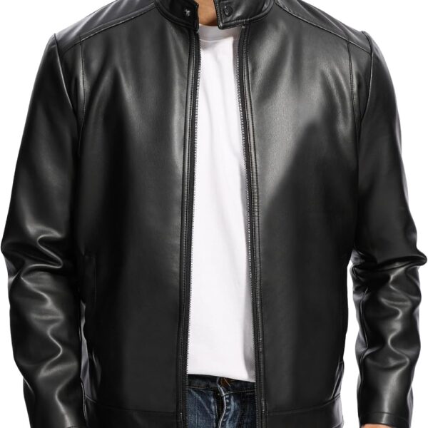 Men's Lightweight Motorcycle Jacket – Stand-Collar Bomber Jacket (With Pockets And Zip Closure)